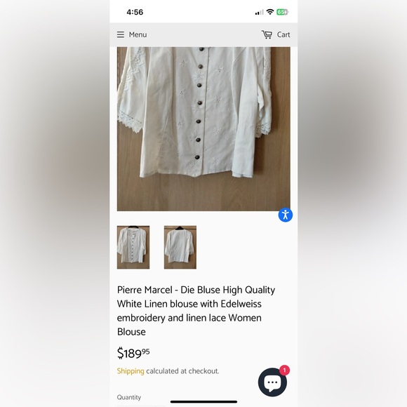 Vintage Pierre Marcel Embroidered Cream White Linen Lace Blouse Top Size Medium - Picture 5 of 5